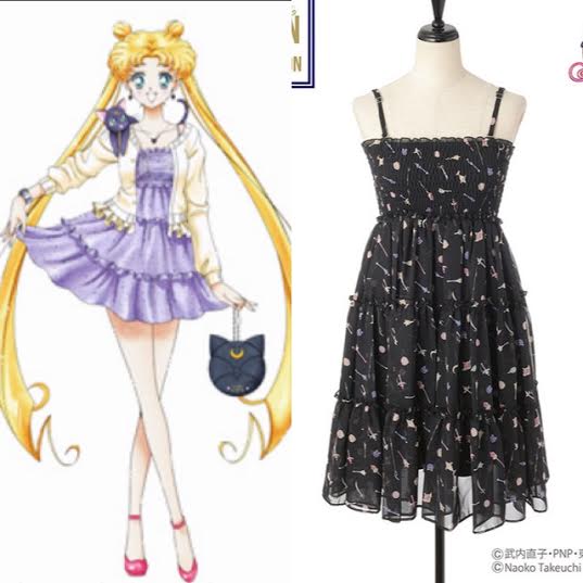 新品 セーラームーン 総柄キャミワンピース/ハニーバンチ/黒