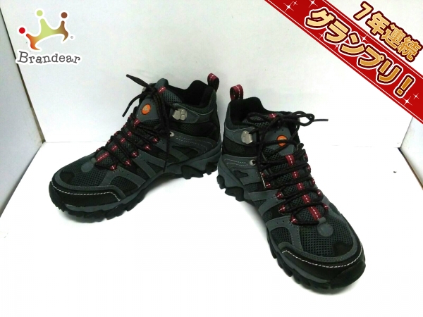 メレル スニーカー レディース 美品 ダークグレー×黒 化学繊維