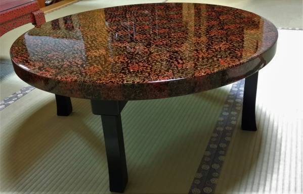 ■新品同様【津軽塗】折脚卓●丸テーブル●円卓●ちゃぶ台■