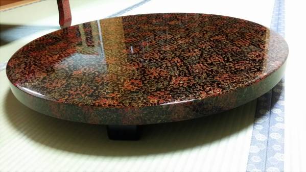 ■新品同様【津軽塗】折脚卓●丸テーブル●円卓●ちゃぶ台■