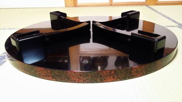 ■新品同様【津軽塗】折脚卓●丸テーブル●円卓●ちゃぶ台■