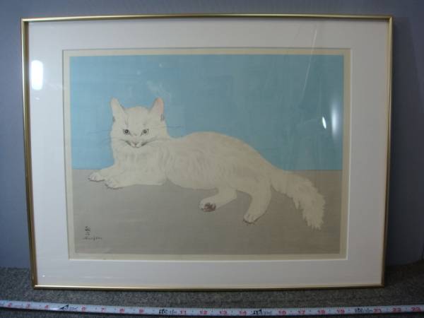 藤田嗣治 レオナール・フジタ 白い猫 リトグラフ 希少品