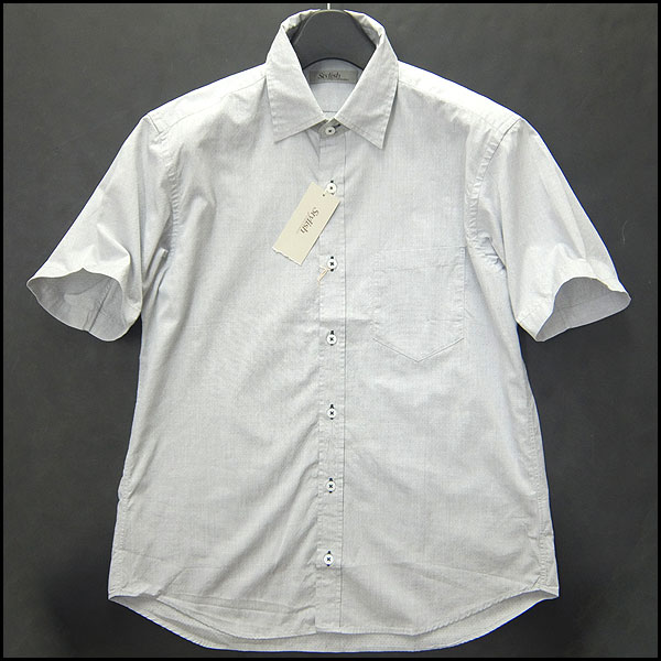 新品 インターメッツォ 極小ドット織柄半袖シャツM薄灰★I11733