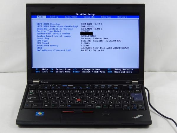 Lenovo ThinkPad X220/Corei5 2520M 2.5GHz/8G/250G/OS無