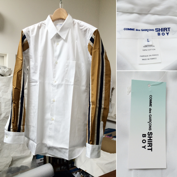 新品 コムデギャルソンシャツボーイ ストライプ切替シャツ2016SS