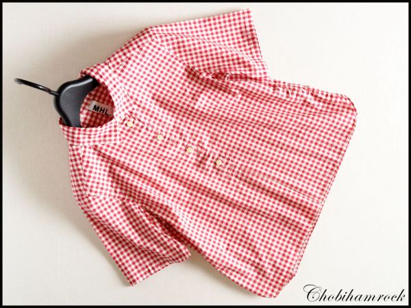 MHL.マーガレットハウエルブラウスシャツギンガムチェックⅡ赤白