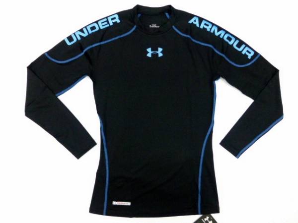 新品 アンダーアーマー ヒートギア コンプレッション長袖 黒青MD