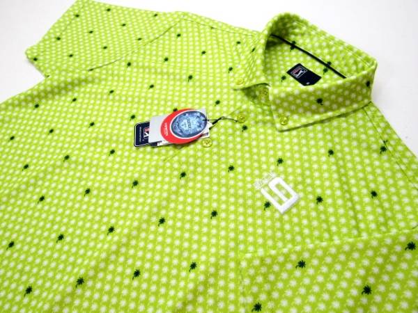 ◆高品質PGA TOUR.接触冷感消臭ストレッチ椰子柄ポロL)MIN新品◆