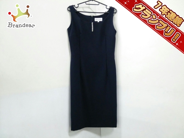 ハナエモリ ワンピース 40 レディース 新品同様 ダークネイビー
