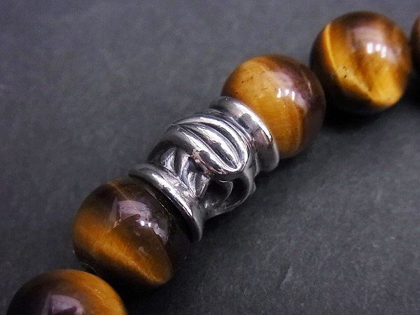 2-Piece Set: Men's Tiger Eye and Black Beads/Tiger Eye Cross Drawstring Bracelets main image 1