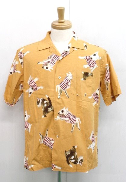 G62■カールヘルム■ピンクハウス■アロハシャツ 半袖 犬柄 M 綿