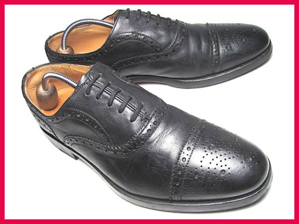 美品*高級製法【リーガル】本革セミブローグ*送料安*黒*26.5*S37