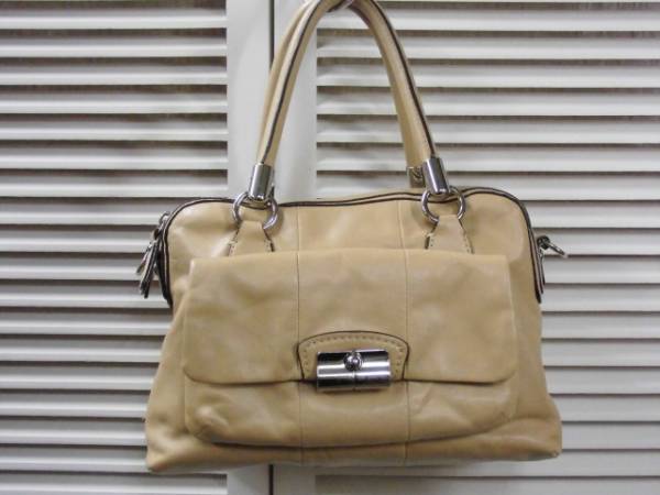 COACH/コーチ☆革製 ハンド バッグ（ショルダーなし） べージュ