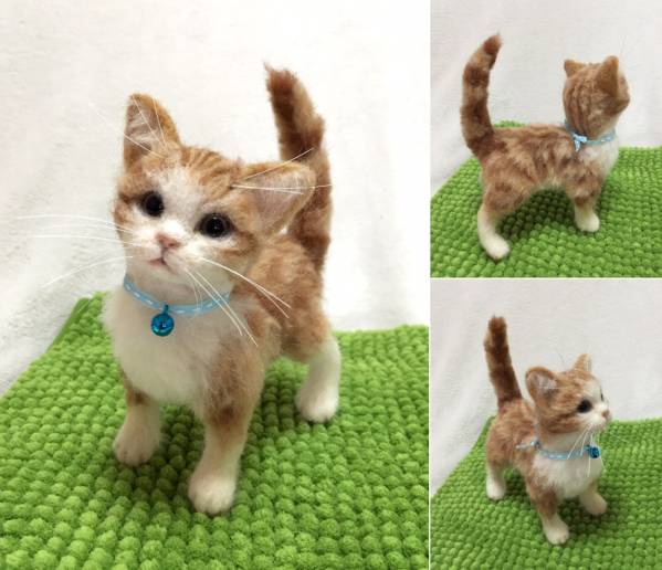 羊毛フェルト　子猫(茶トラ白) 羊毛フェルト 猫 ＊ 茶白 子猫ちゃん ハンドメイド トラネコ