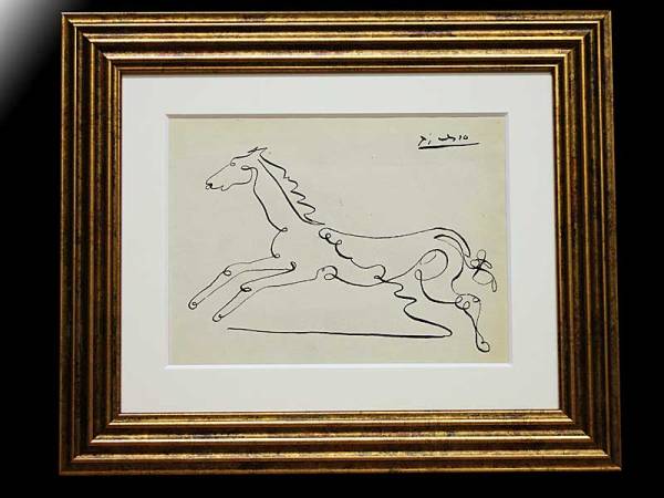 パブロ・ピカソ　油彩　肉筆『彫刻家』表サイン　鑑定証　F12号　額装　b578 パブロ・ピカソ油彩肉筆『彫刻家』表サイン鑑定証F12号額装b578