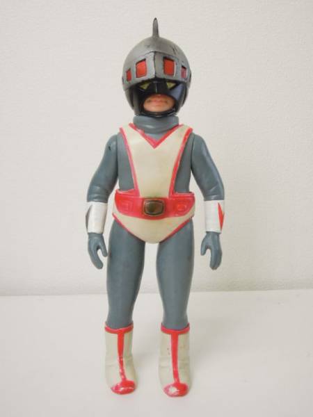 旧バンダイ シルバー仮面 当時物 面取れ ソフビ 約26cm