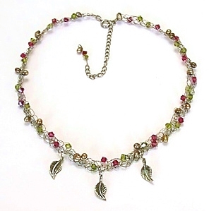 ★1点物★ブロンズパール・スワロのシルバー編込みチョーカー