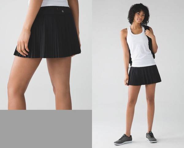 国内発送 新品 ルルレモンlululemon プリーツ ランスカ 6 黒ブラ