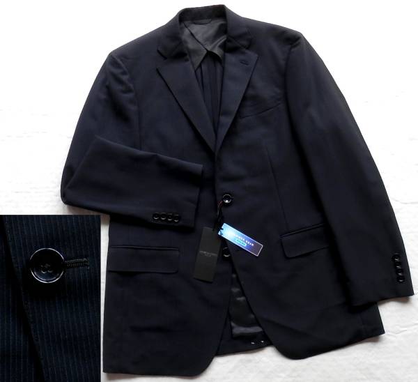 ■新品 D'URBAN 春夏ウール2B 黒/青スト AB7 定価42，120