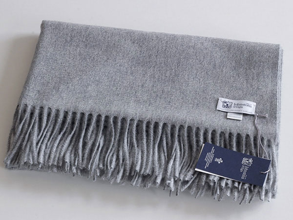 ジョンストンズ☆新品カシミア大判ストールL. Greyライトグレー