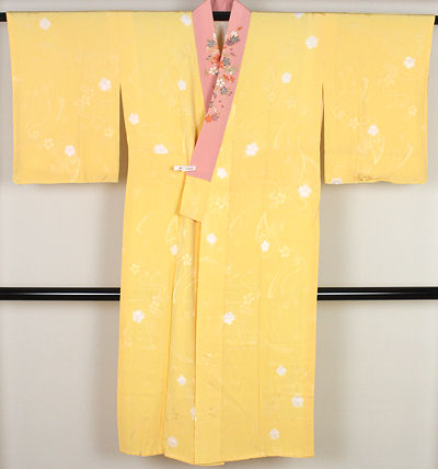 【送料無料】高級長襦袢★袷★正絹★絞り花　A4069【新品】