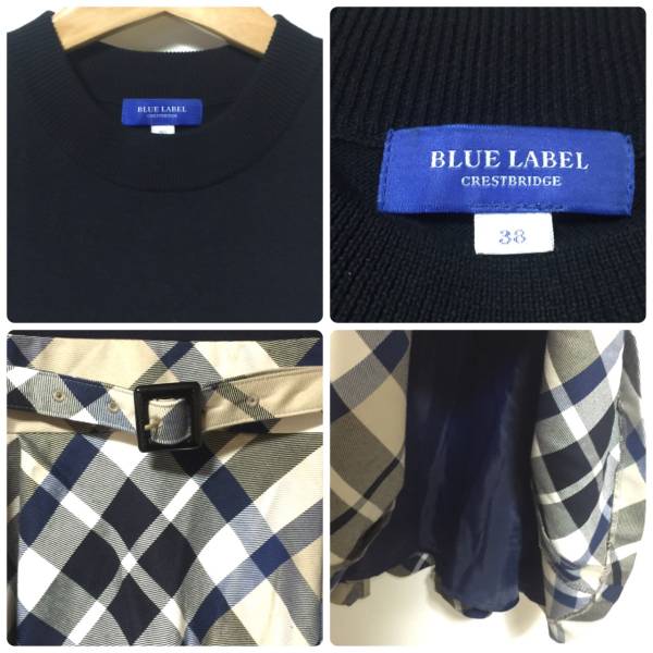 ブルーレーベル クレストブリッジ☆ドッキングワンピース 紺38