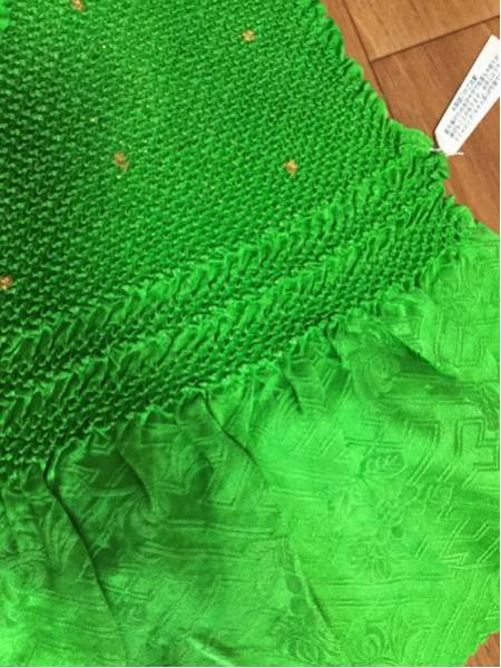 着物に 帯揚げ 新品 総絞り振袖に 黄緑系 7