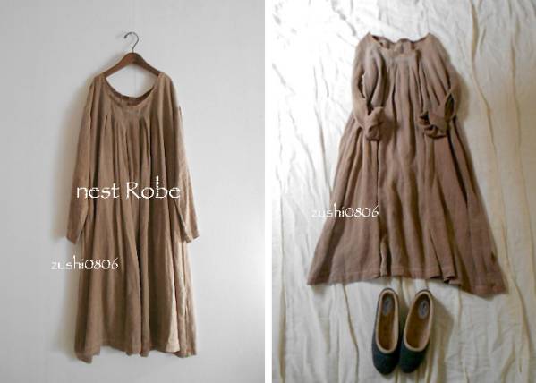 nest Robe Shop リネンタックギャザーワンピースの通販 - nestrobe by