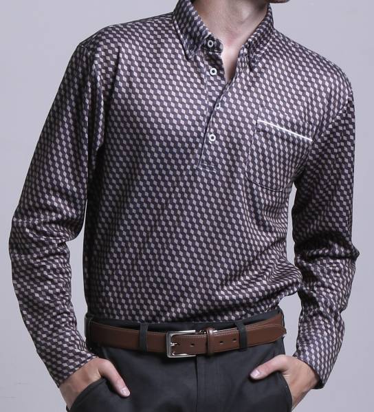 ☆FC メンズ ゴルフ 長袖ボタンシャツ FC-3101W BLK L 16年
