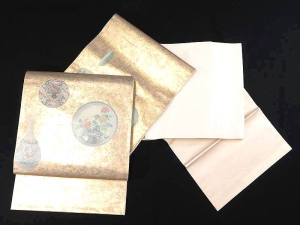 特463nuchji 螺鈿袋帯 お太鼓柄 陶器 中古A【ことこと屋】 □太鼓柄