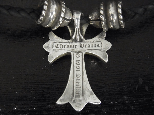 CHROME HEARTS スモールCHクロス クリンプト レザーブレイド クロム