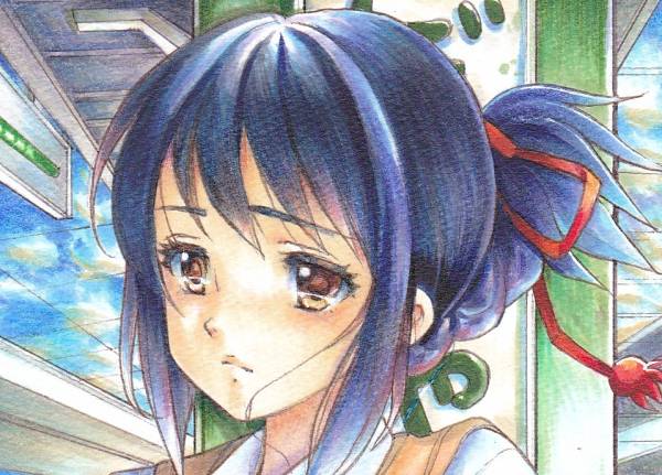 同人手描きイラスト 「君の名は。」宮水三葉 上京（おまけ）A4(手描き