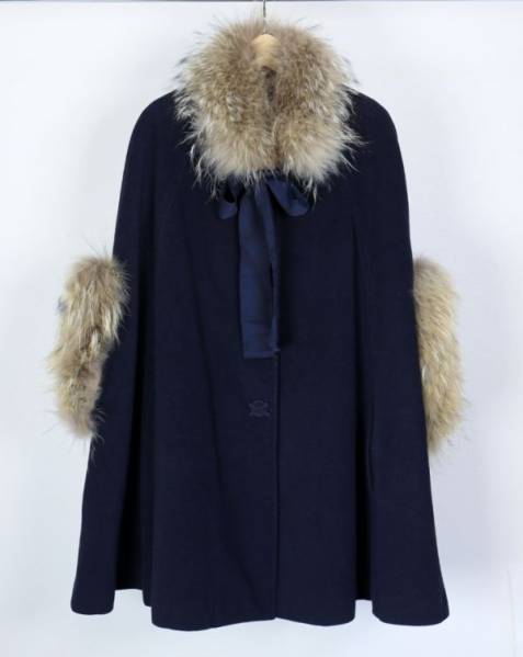 LANVIN en bleuランバンオンブルー ファー ポンチョ コート38 ランバン