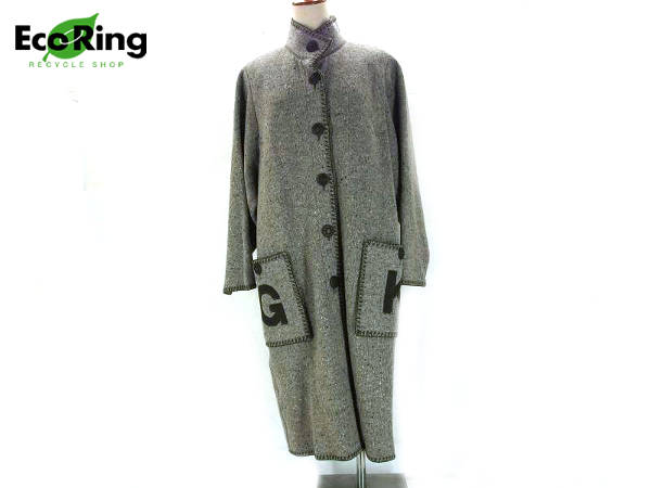 1円 超美品 伊太利屋 ロング カーディガン SIZE9 グレー AU101