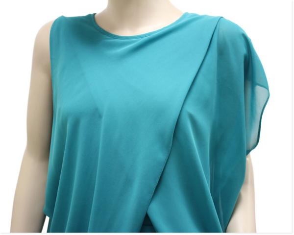 1円ブルマリン◇ターコイズ シフォンレイヤード ドレスp638*i40