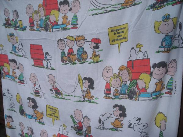 ビンテージ スヌーピー フラットシーツ 70s USA製 スヌーピー フラット