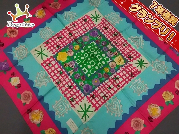 クリスチャンラクロワ スカーフ ピンク×ライトブルー×マルチ