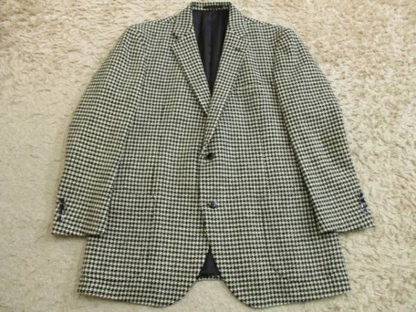 日本製◆ハリスツイード 毛100% シングルジャケット 3L相当 黒◆