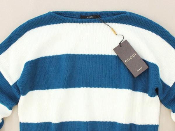 14万新品◇XL◇GUCCI グッチ㈱ケリング 青×白ボーダーニット GUCCI