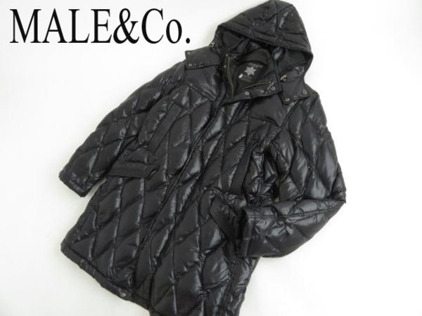 人気▲MALE&Co. フード付き キルティング ダウンジャケット 黒