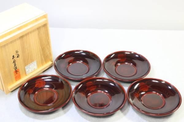 輪島塗 茶托 漆器 ☆ 千舟堂 沈金 5枚揃 うるし 日本伝統工芸 Yahoo