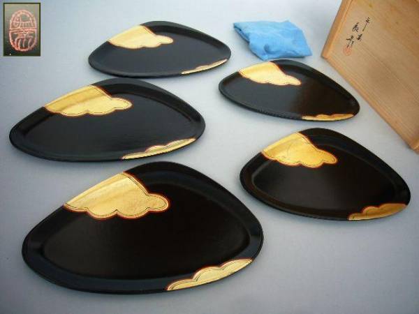 ★未使用 平安象彦 銘々皿5客 菓子器 茶道具 箱入★