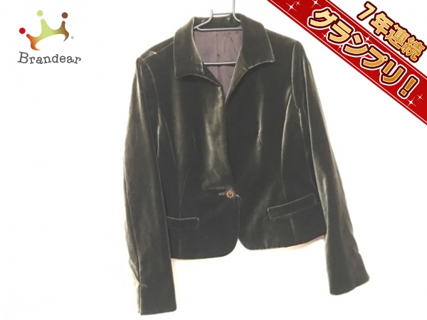 レリアン ジャケット 13 レディース 美品 カーキ ベロア Leilian 