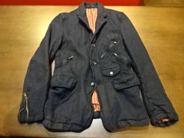 ギャルソンオム縮絨ライダースジャケット紺SDoverStreetmarket　