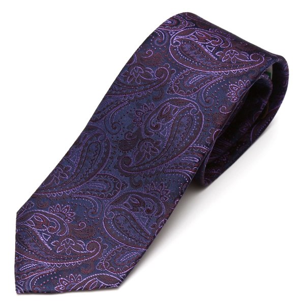 オロビアンコ新作ペイズリー柄パープルネクタイ送料込みケース付