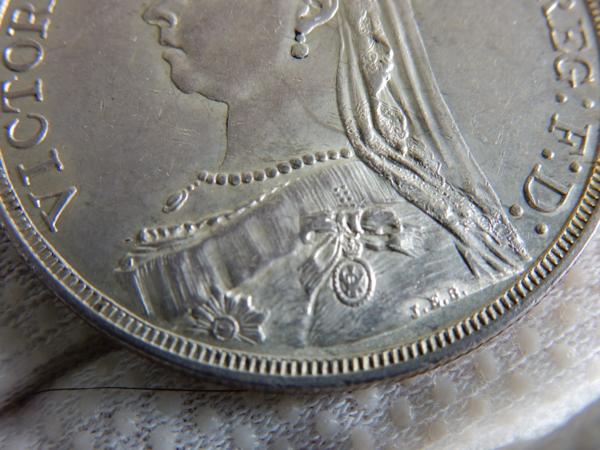 イギリス 1887年 ヴィクトリア女王 クラウン銀貨 28g⁄38㎜ O38 1887年
