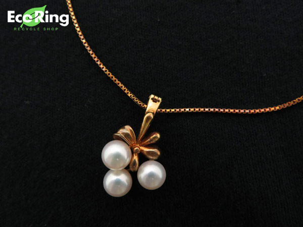1円 K18YG×アコヤ真珠 デザイン ネックレス HG369