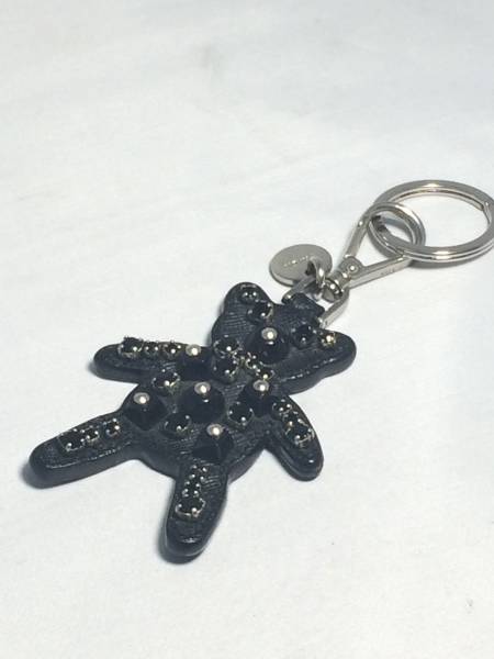 プラダ キーホルダー チャーム 黒 クマ モチーフ ビジュー 1円