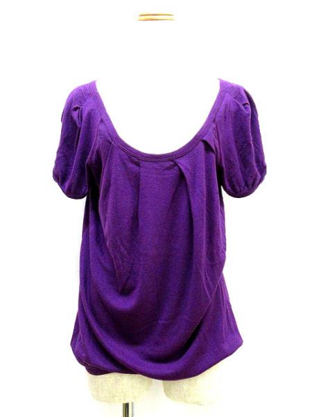 スリードッツ チュニック カットソー 半袖 ギャザー パープル