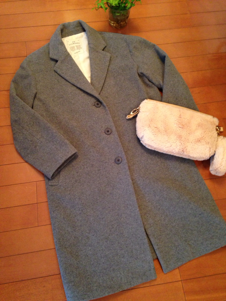 美品スタジオクリップ チェスターコートグレー